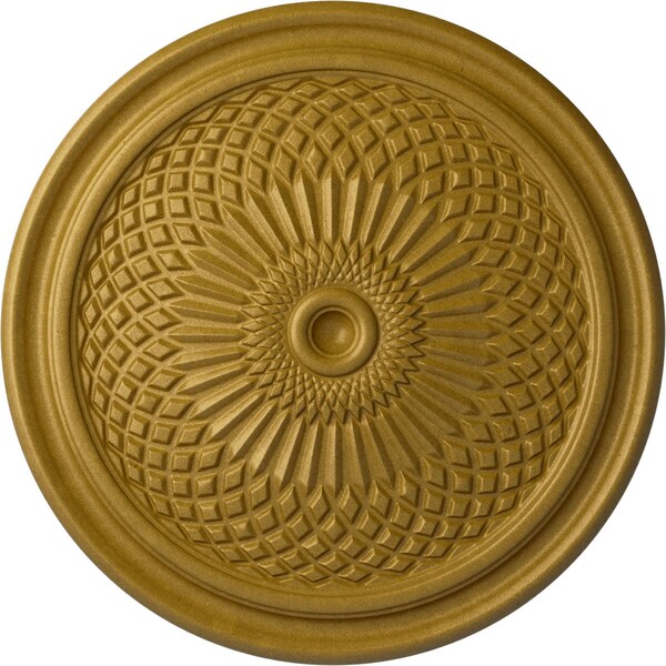 Ekena Millwork Trinity Ceiling Medallion (Fits Canopies up to 3"), Hand-Painted Pharaohs Gold, 22"OD x 1 3/4"P CM22TNPGS - main